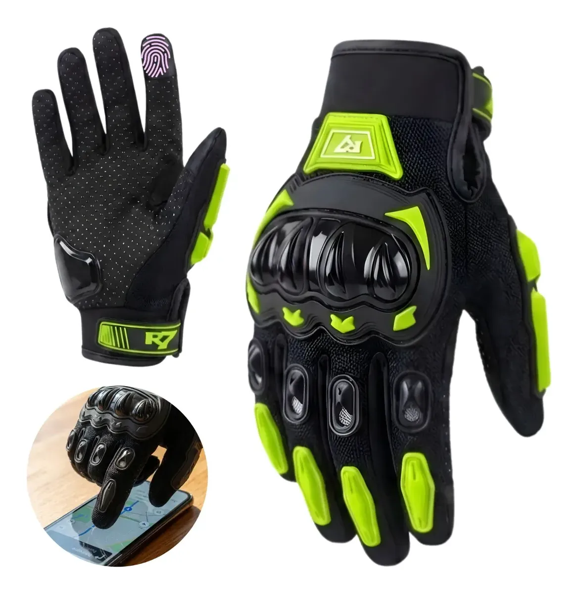GUANTES VEL R7 RACING XL AMA FLUO TOUCH/LIMPIADOR MICA