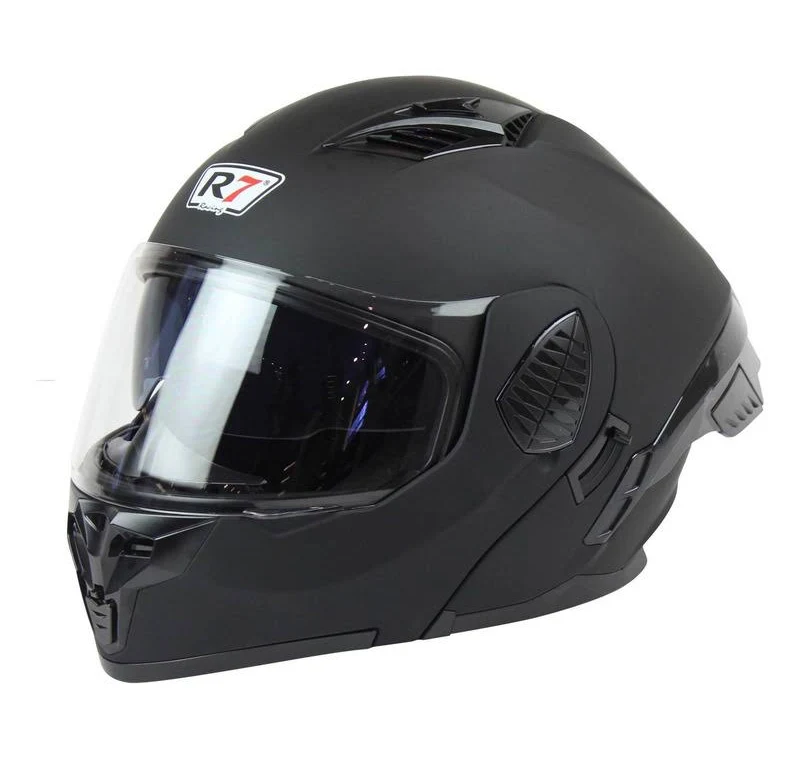 CASCO ABATIBLE R7 RACING SHELL DOBLE MICA DOT XL NEGRO MATE