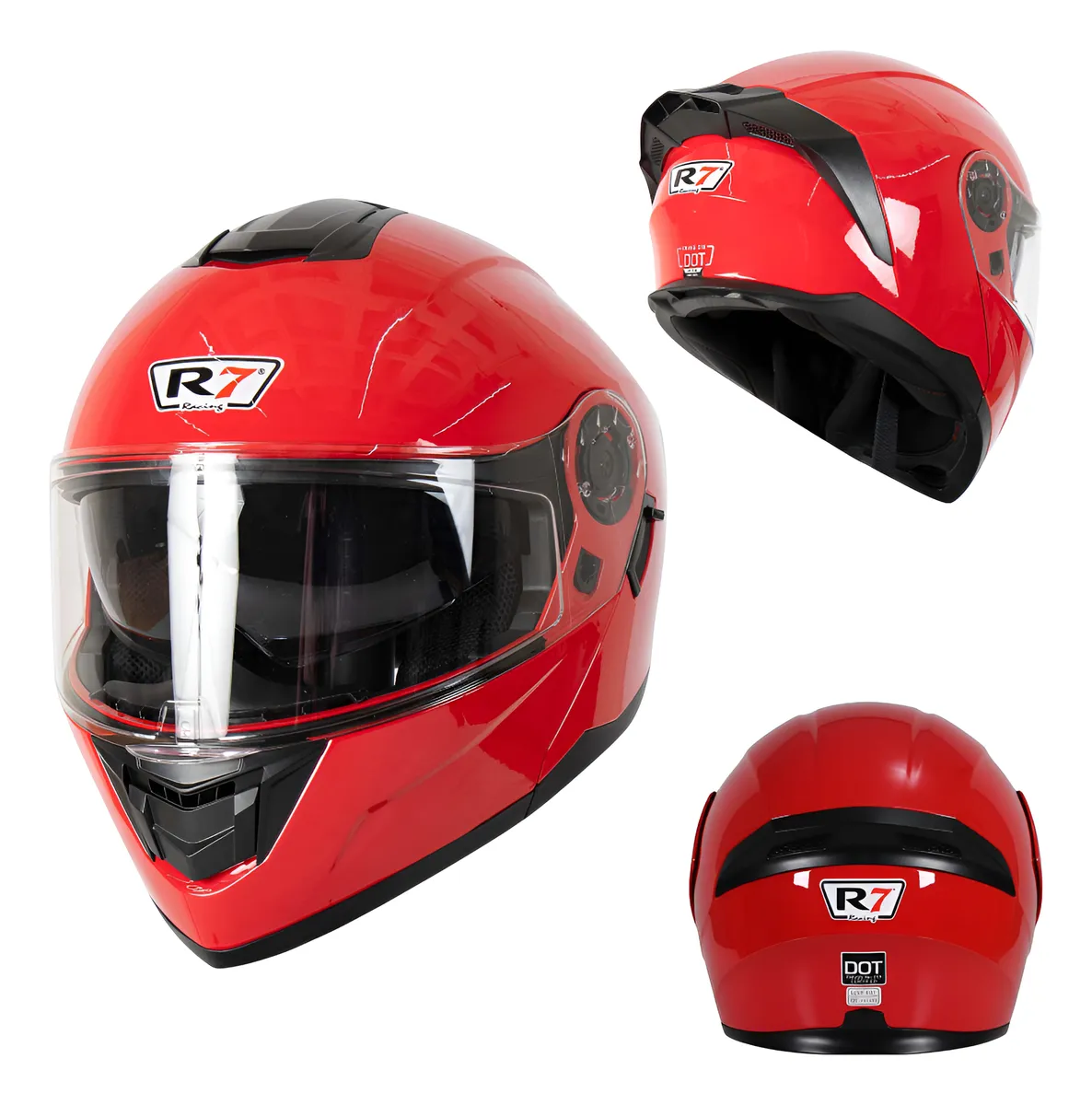 CASCO ABATIBLE R7 RACING ALFA DOBLE MICA DOT XL ROJO