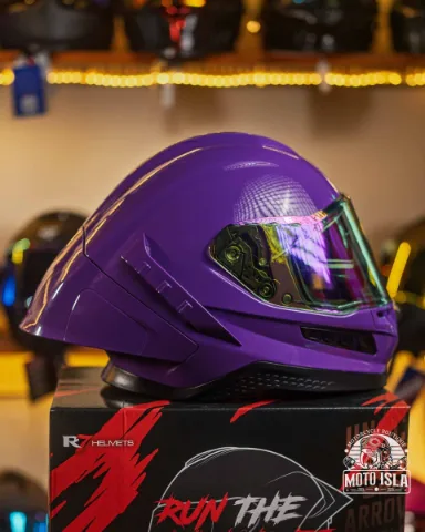 CASCO CERRADO R7 RACING STRYKER DOBLE MICA DOT L MORADO