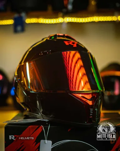 CASCO ABATIBLE R7 RACING NOVA DOBLE MICA DOT L NEGRO MICA ROJA