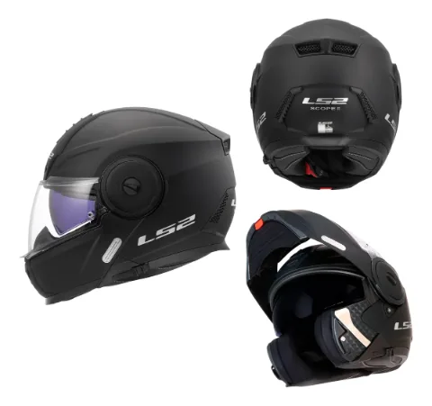 CASCO ABATIBLE LS2 SCOPE II SOLID L NEGRO MATE (SIN PINLOCK) FF902