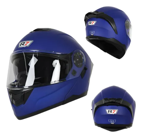CASCO ABATIBLE R7 RACING ALFA DOBLE MICA DOT XL AZUL MATE