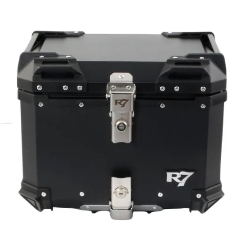 BAUL TRASERO MOTOCICLETA R7 RACING R7-702 ALUMINIO NEGRO 45 LTS