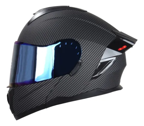 [EG-90.7.4.LM] CASCO EDGE ABATIBLE BOSTON NEGRO CARBON DOT/ECE C/LUZ LED XL