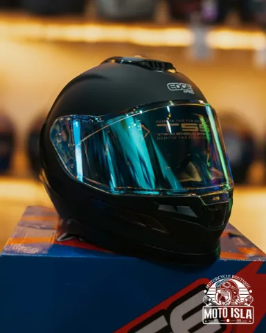 [EG-120.7.4.LBM] CASCO EDGE INTEGRAL XPRO DOT/ECE NEGRO MATE VISOR AZUL XL