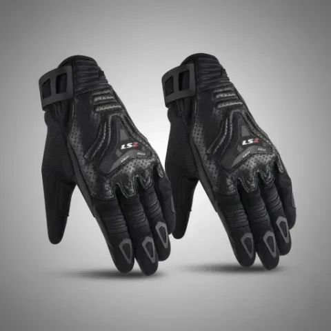 GUANTES VEL LS2 L NGO/GRS AL TERRAIN TEXTIL/PIEL